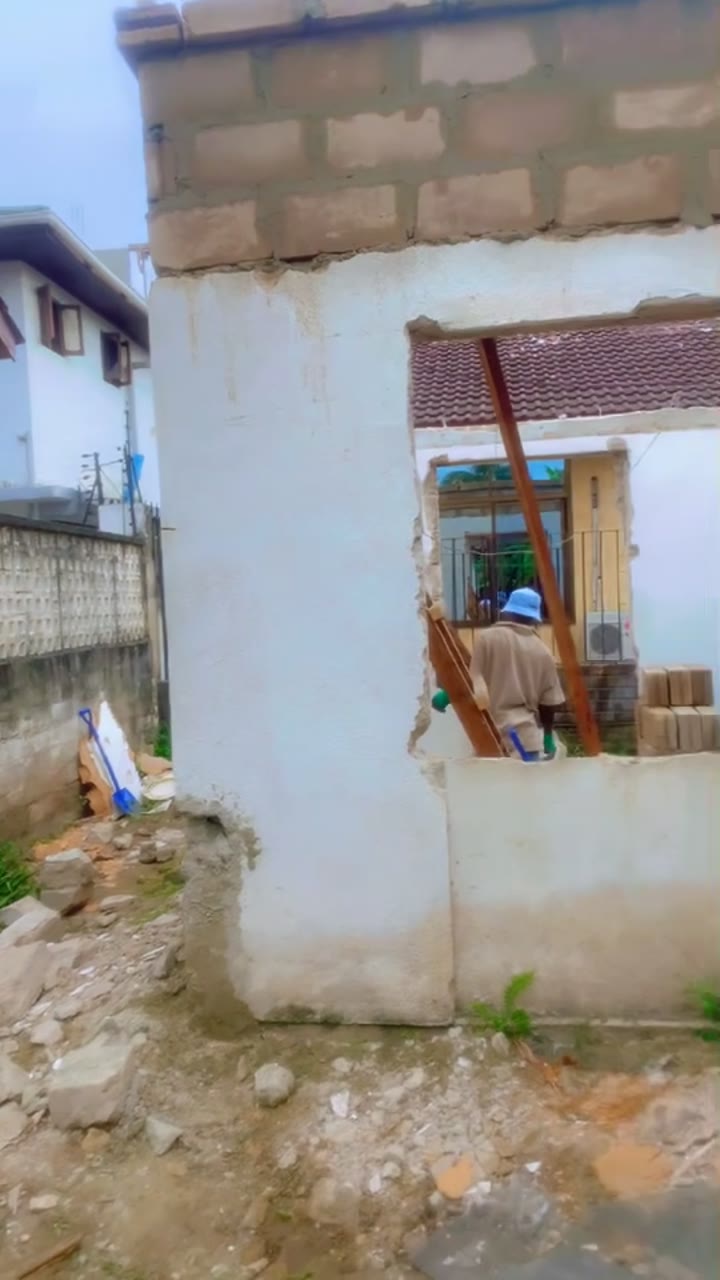 Renovation works in progress at the Mikocheni B residence, a new opening being formed