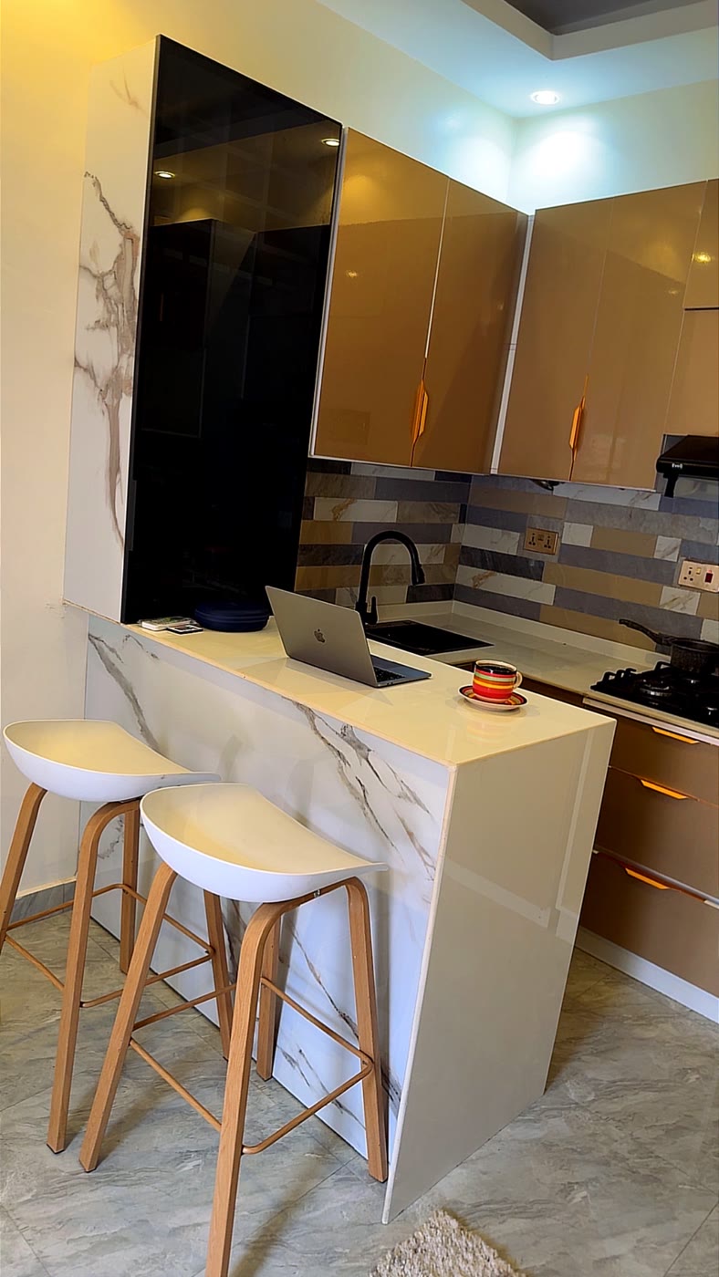 The completed, professionally finished kitchen of the Mikocheni B residence